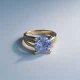 14K Yellow Gold  Round Purple Women's Ring