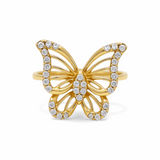 14K Yellow Gold  Butterfly with Cz Fashion Women's Ring