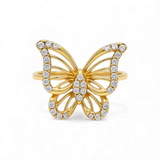 14K Yellow Gold  Butterfly with Cz Fashion Women's Ring