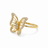 14K Yellow Gold  Butterfly with Cz Fashion Women's Ring