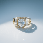 14K Yellow Gold Engagement with Cz Fashion Women's Ring