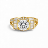 14K Yellow Gold Engagement with Cz Fashion Women's Ring