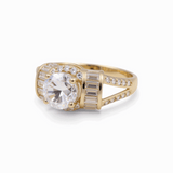 14K Yellow Gold Engagement with Cz Fashion Women's Ring