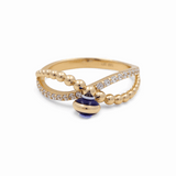 14K Yellow Gold  Blue Eye Fashion Women's Ring
