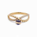 14K Yellow Gold  Blue Eye Fashion Women's Ring