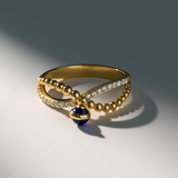 14K Yellow Gold  Blue Eye Fashion Women's Ring