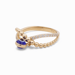 14K Yellow Gold  Blue Eye Fashion Women's Ring