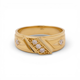 14K Yellow Gold  Wedding Band with CZ Ring
