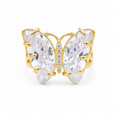 14K Yellow Gold Butterfly Fashion Women's Ring