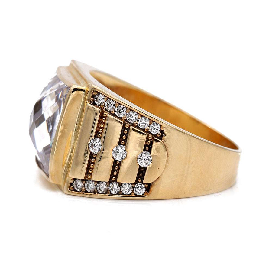 A Miral Jewelry Yellow Gold 14k Fashion Ring with Cz and diamonds.