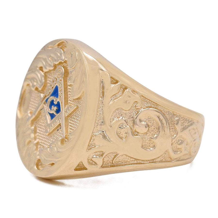 Luxurious style embodied in a Miral Jewelry 14k Yellow Gold Mason Ring.