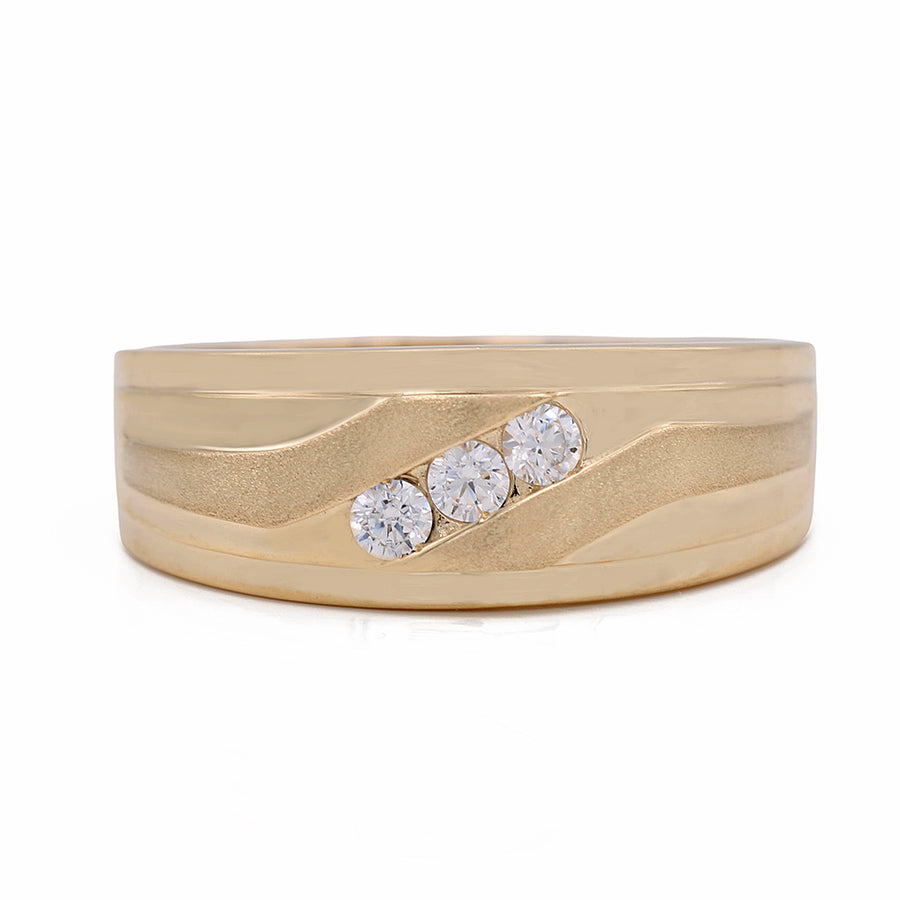 Yellow Gold 14K Wedding Band With Cz