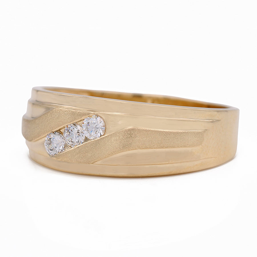 Yellow Gold 14K Wedding Band With Cz