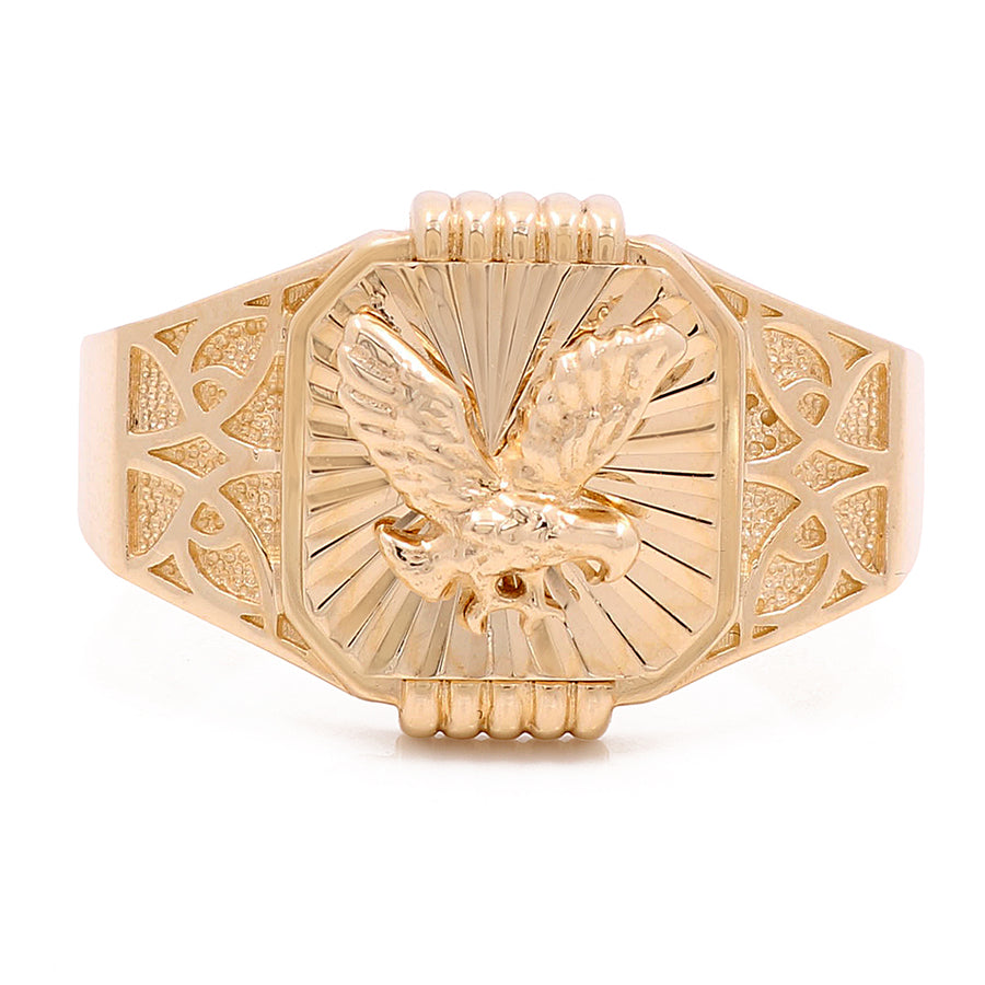 A Miral Jewelry 14K Yellow Gold Eagle in A Celtic Frame Ring.