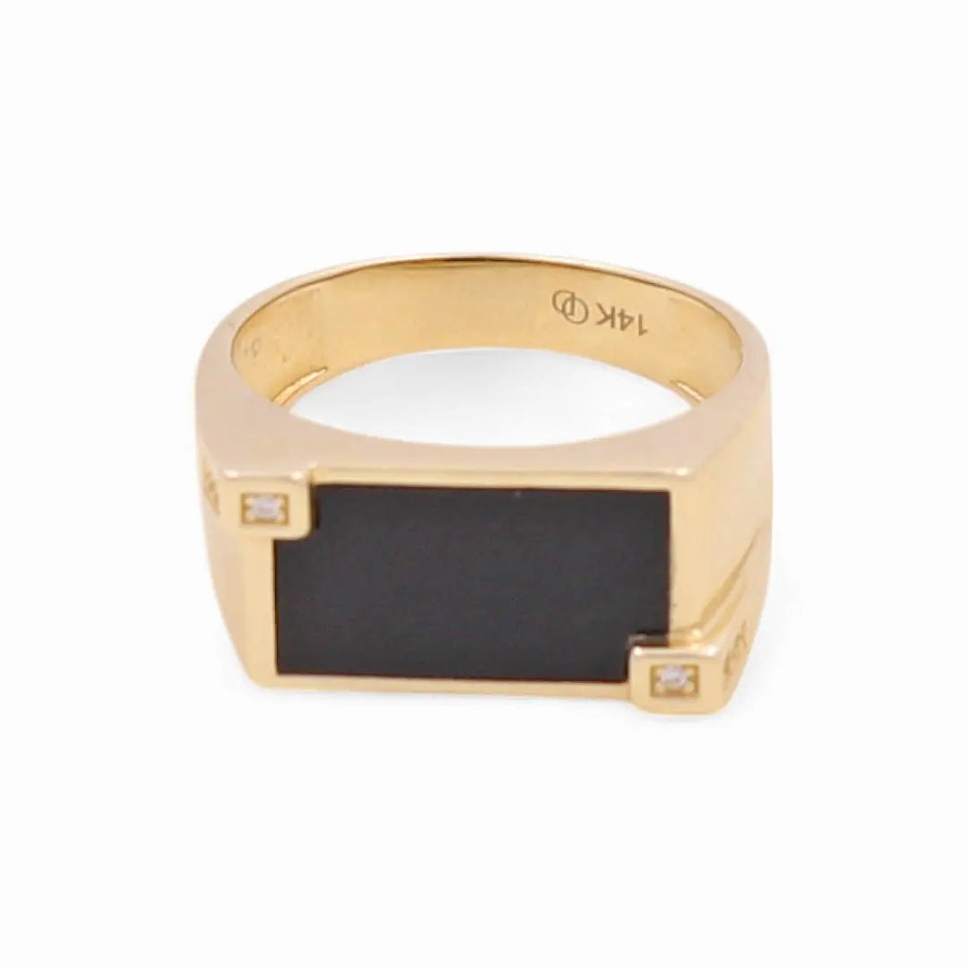 14K Yellow Gold Men's Square Onix Fashion Ring Miral Jewelry