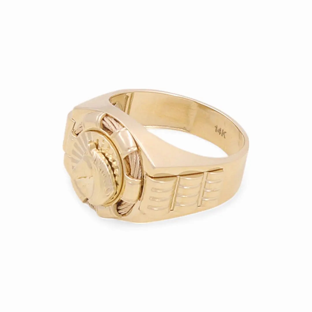 14K Yellow Gold Men's  Horse Fashion Ring Miral Jewelry