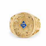 10k Yellow Gold Mansonic Oval Fashion Men's Ring