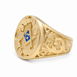 10k Yellow Gold Mansonic Oval Fashion Men's Ring
