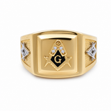 14k Yellow Gold Mansonic Fashion Men's Ring