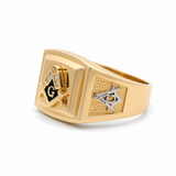 14k Yellow Gold Mansonic Fashion Men's Ring
