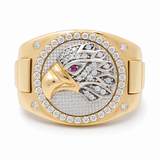 14k Two Tone White/Yellow Gold Eagle with Cz Fashion Men's Ring