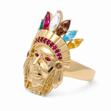 10k Yellow Gold Indian with Color Stone Fashion Men's Ring
