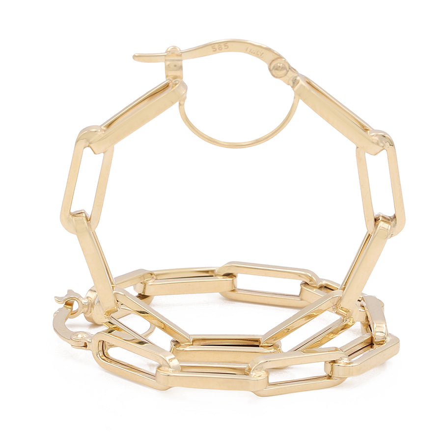 Elegantly designed Miral Jewelry 14K Yellow Gold Paper Clip Medium Hoop Earrings.