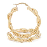 A pair of luxury Miral Jewelry 14K Yellow Gold Twisted Hoop Earrings.