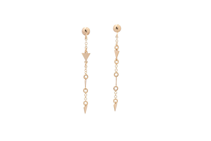 A pair of sophisticated Miral Jewelry 14K Yellow Gold Link Earrings adorned with diamonds.