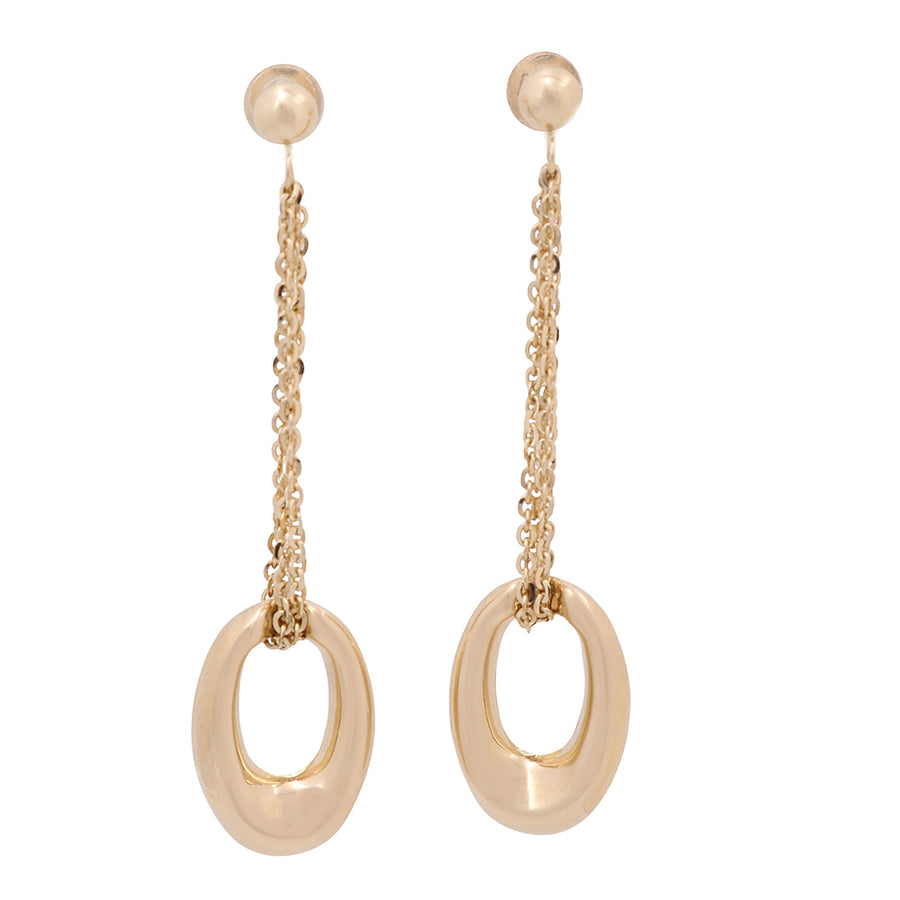 A pair of Miral Jewelry 14K Yellow Gold Link Earrings with an oval shape.