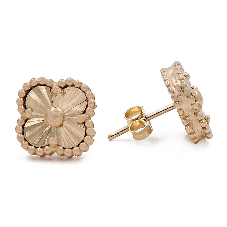 These 14K Yellow Gold Fashion Flower Women's Earrings by Miral Jewelry are perfect for women.