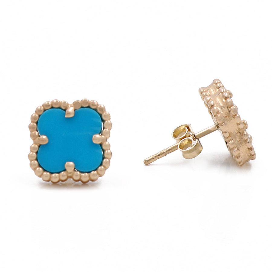 A pair of Miral Jewelry 14K yellow gold-plated turquoise stud earrings.