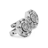 14K White Gold Fashion Women's Stud Earrings with diamond accents on a white background, elevated to luxury jewelry status by Miral Jewelry.