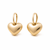 14K Yellow Gold  Drop Heart Earrings
