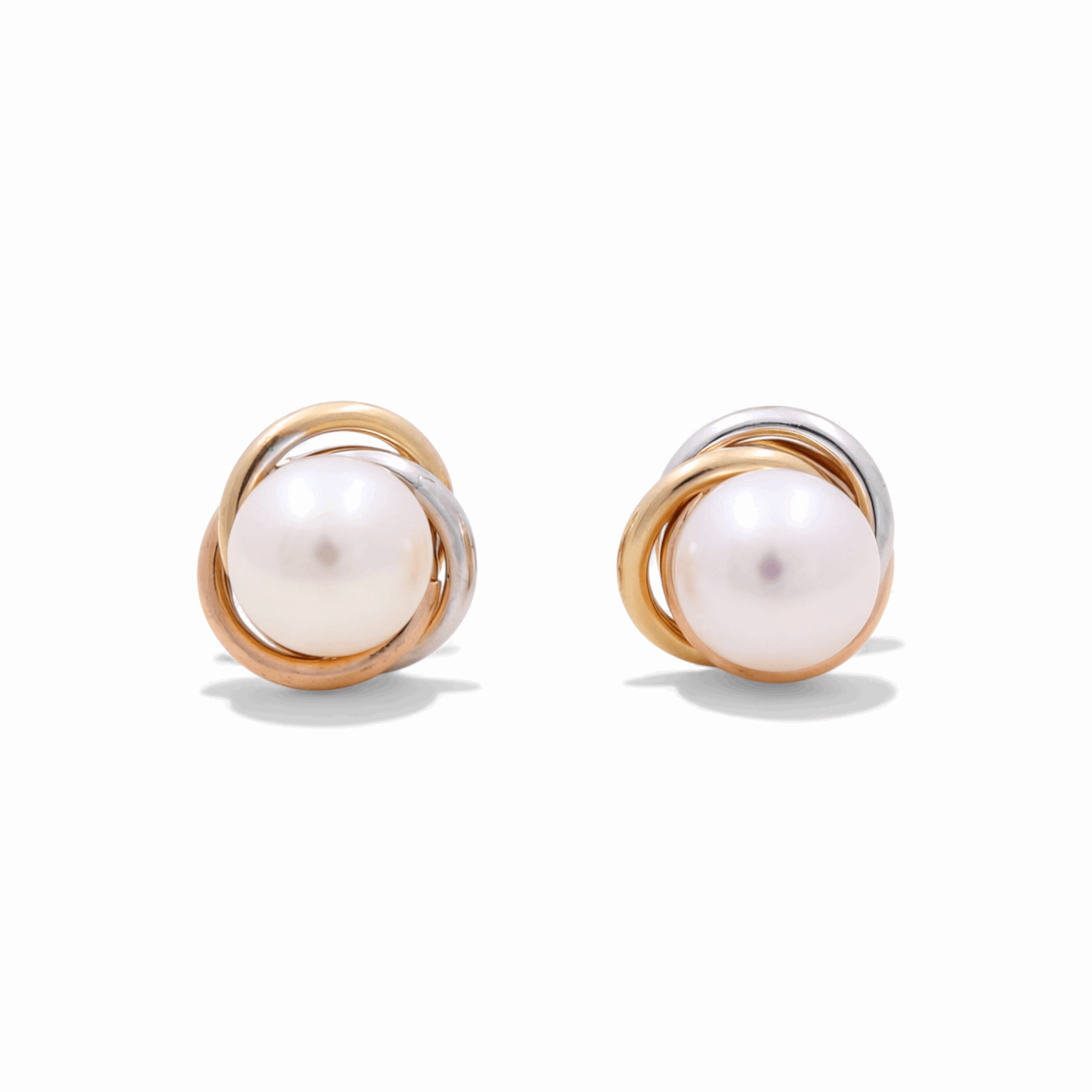 14K Tri Color Pearl  Earrings
