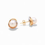 14K Tri Color Pearl  Earrings