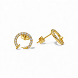 14K Yellow Gold Nail with Cz Earrings