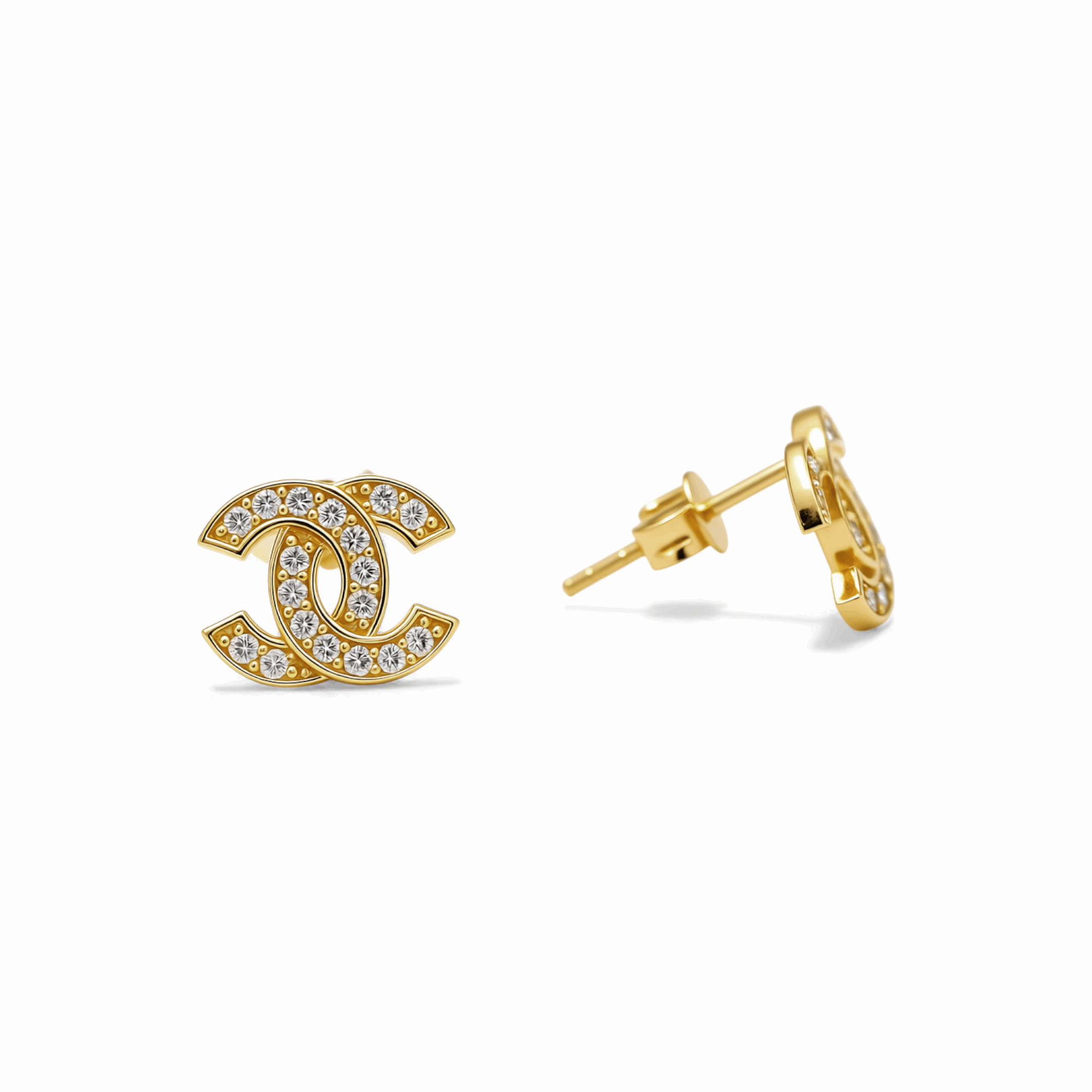 14K Yellow Gold Stud with Cz Earrings