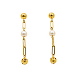 14K Yellow Gold Drop with Pearl Earrings