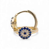 14K Yellow Gold  Eye Small Hoop Earrings