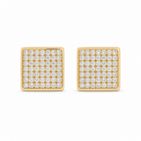 14K Yellow Gold Square Earrings