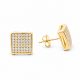14K Yellow Gold Square Earrings
