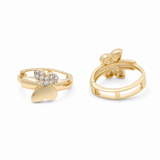 14K Yellow Gold Butterflies Hoop Earrings