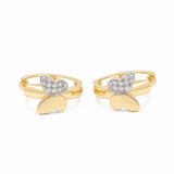 14K Yellow Gold Butterflies Hoop Earrings