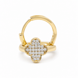 14K Yellow Gold Clover Hoop Earrings