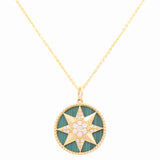 14k Yellow Gold Star Diamond Necklace 16" with 0.30Tw Round Diamonds