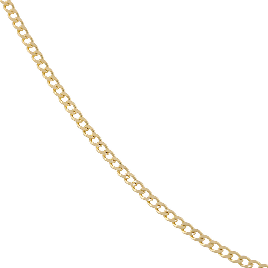 A Miral Jewelry Yellow Gold 14K Curb Chain 18 Inches necklace is a stylish accessory that exudes elegance. Handcrafted with attention to detail, this 14k necklace features a classic curb chain design. The vibrant yellow gold adds a