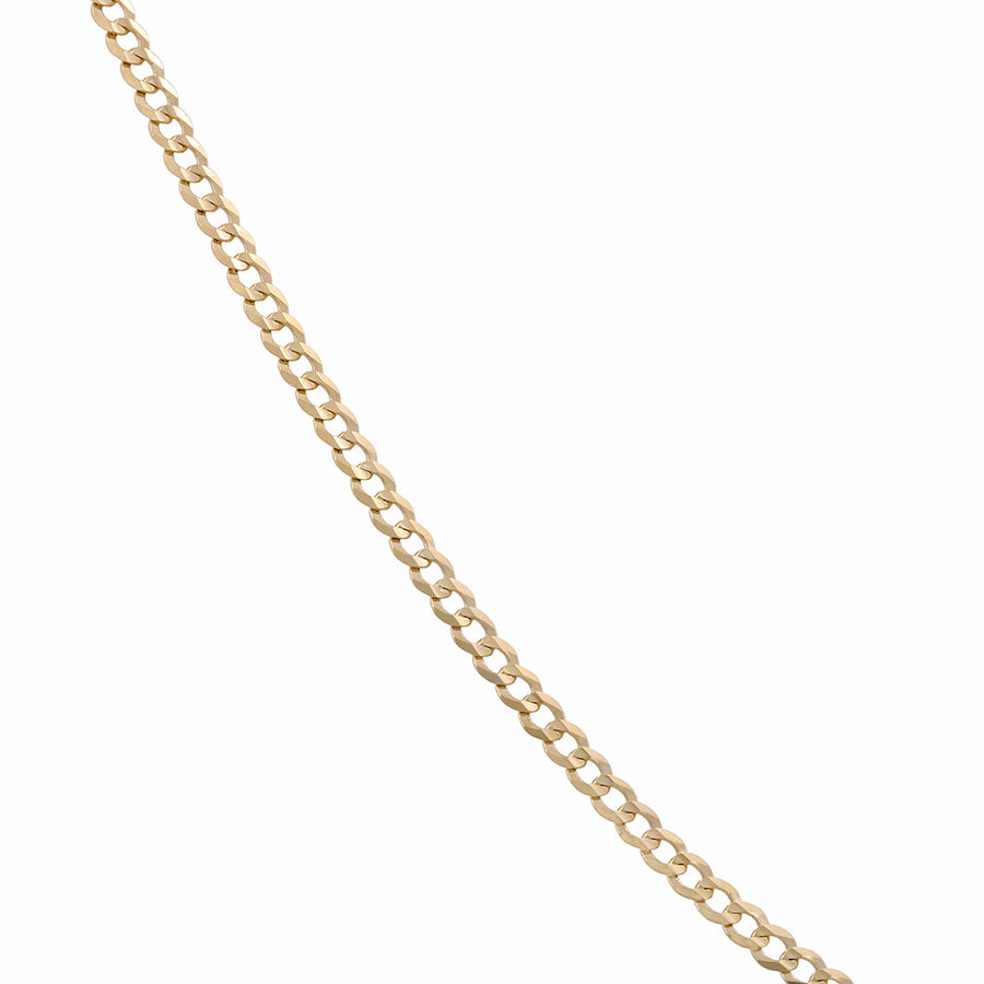 A Yellow Gold 14K Curb Chain 16 Inches from Miral Jewelry with varying length options on a white background.