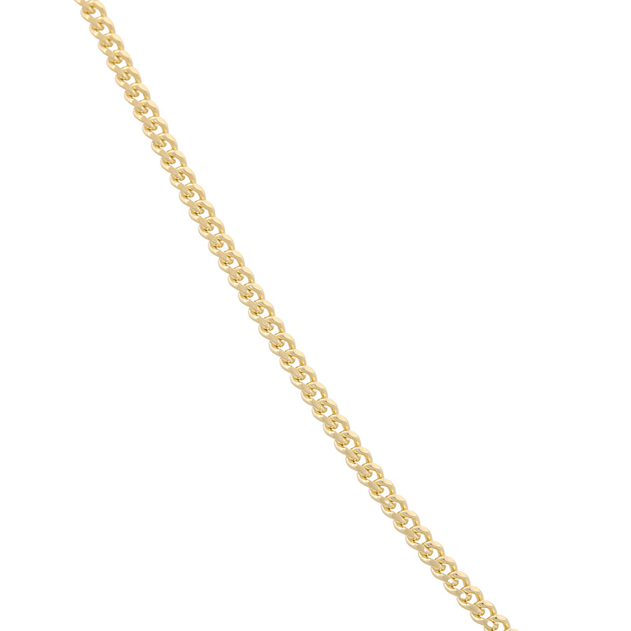 A Yellow Gold 14K Cuban Link Chain 18 Inches by Miral Jewelry on a white background.