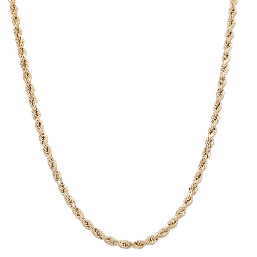 A Men's Yellow Gold 10k Semisolid Rope Chain necklace measuring 24 inches on a white background. (Miral Jewelry)
